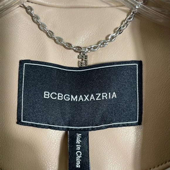 NWT BCBGMaxAzria Tan Latte Faux Leather Heavy Oversized Blazer Jacket - Picture 7 of 16
